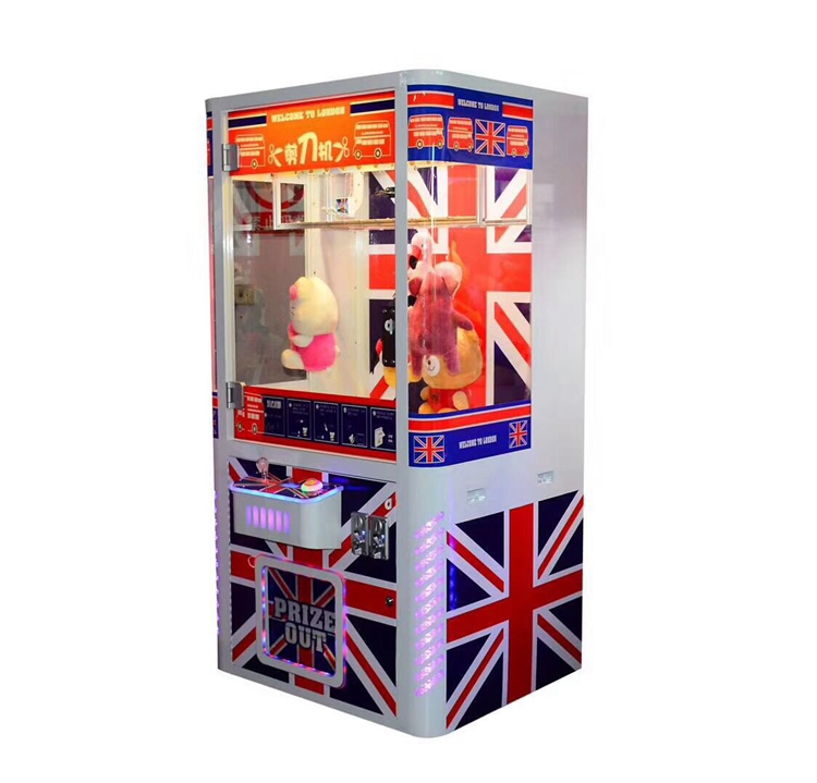 Low price coin pusher toy crane machine British Style Cut Ur Prize vending machine