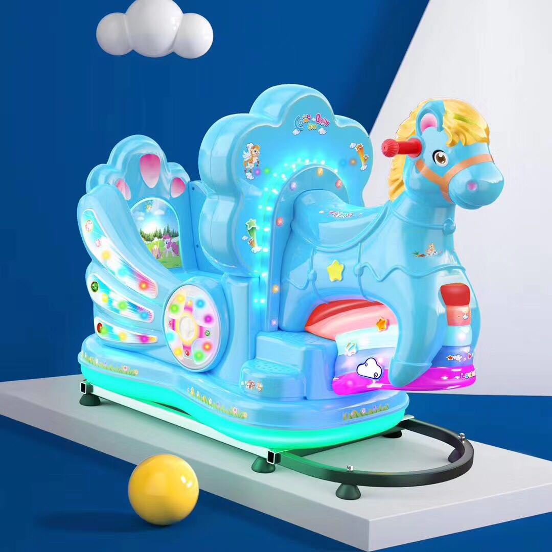 Indoor and outdoor amusement kids games Plastic Small pony  kiddie ride machine